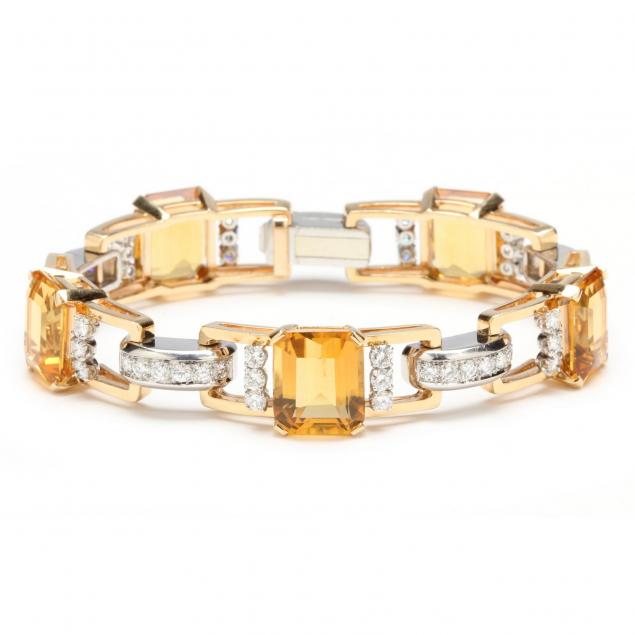 platinum-and-gold-citrine-and-diamond-bracelet