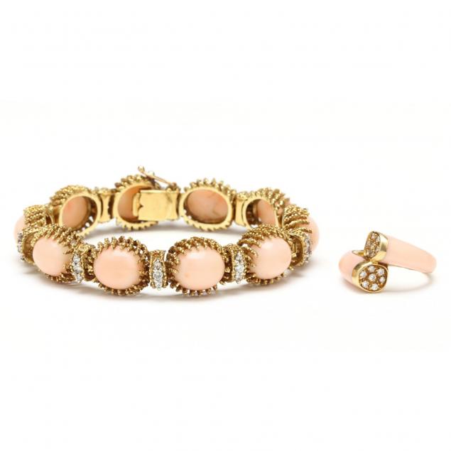 18kt-gold-coral-and-diamond-bracelet-by-la-triomphe-and-ring