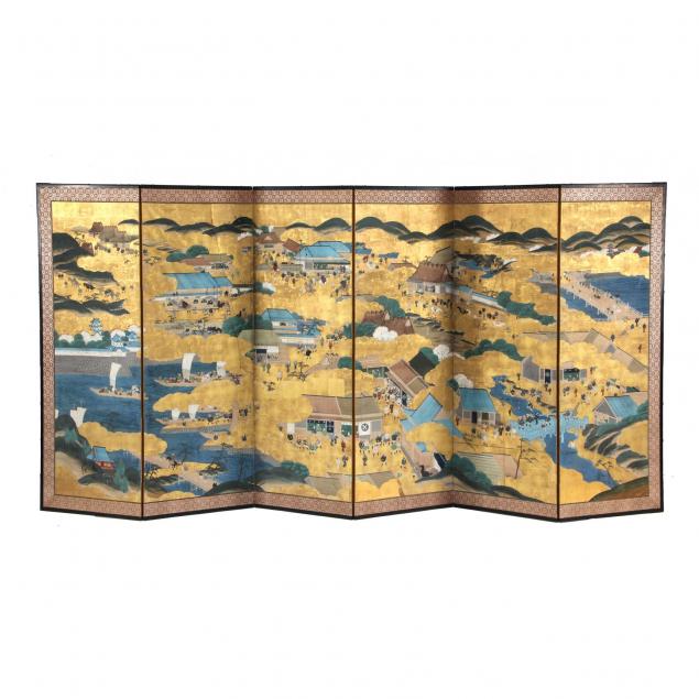 japanese-six-panel-painted-floor-screen