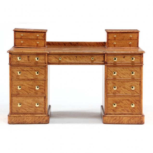 edwardian-satin-wood-veneered-pedestal-desk