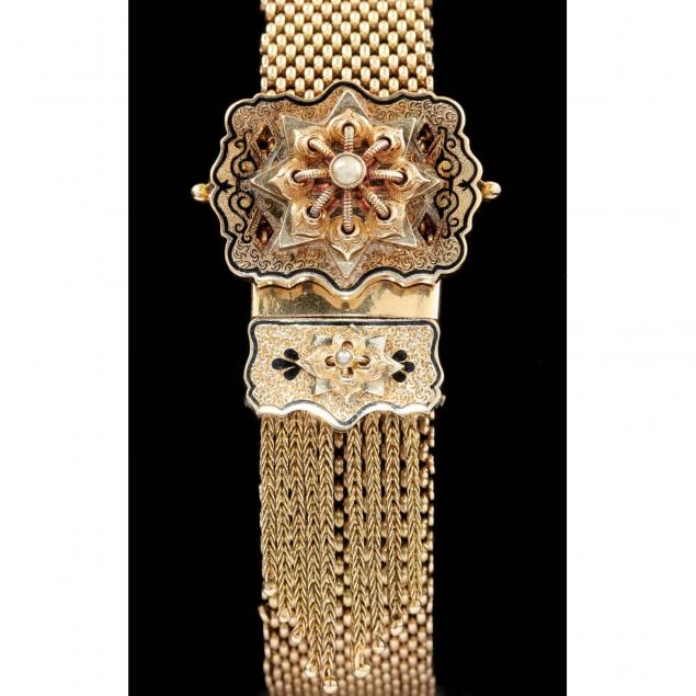 victorian-gold-seed-pearl-and-enamel-slide-bracelet