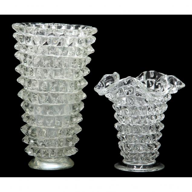 two-barovier-toso-vetro-rostrato-glass-vases