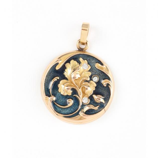 14kt-enamel-and-diamond-pendant