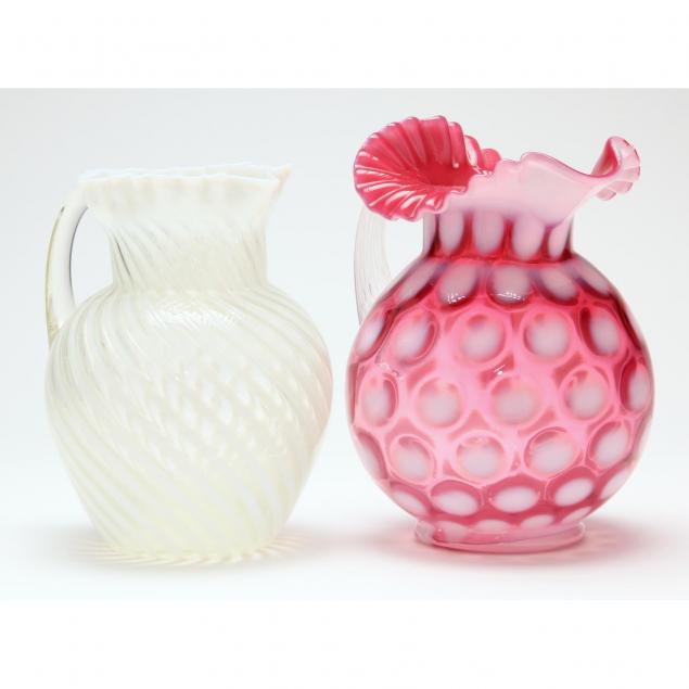 two-new-england-opalescent-glass-pitchers