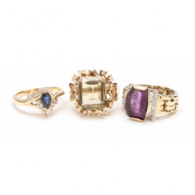 three-gold-and-gemset-rings