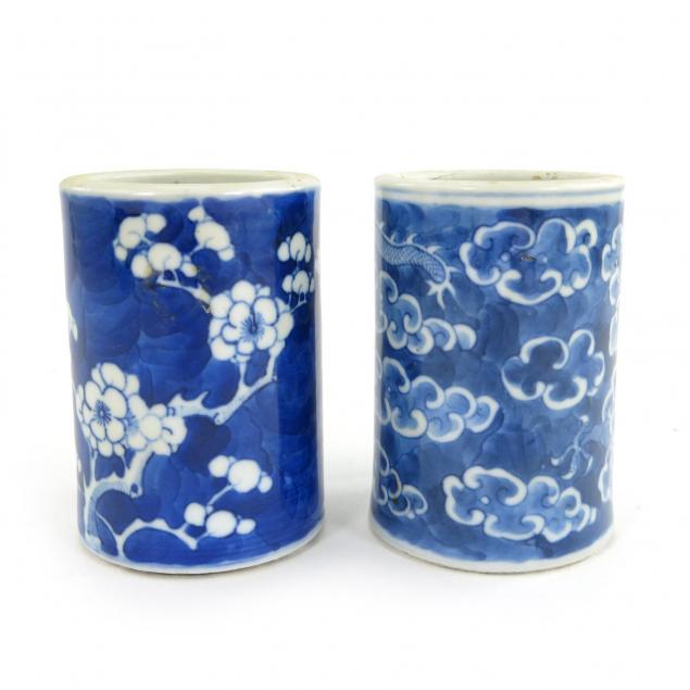 two-cobalt-decorated-chinese-porcelain-brush-pots