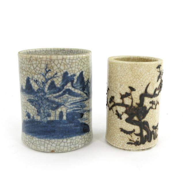 two-chinese-crackle-glaze-porcelain-brush-pots