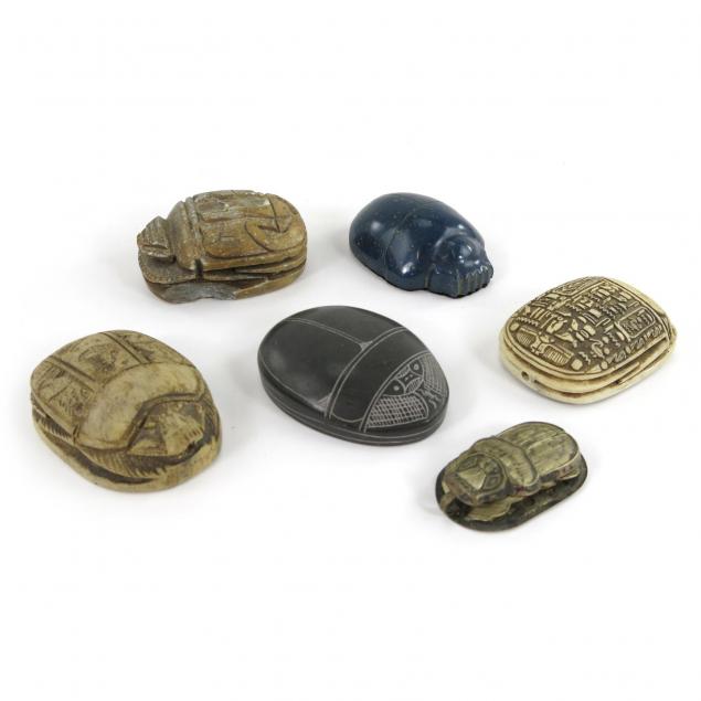 group-of-six-egyptian-scarabs