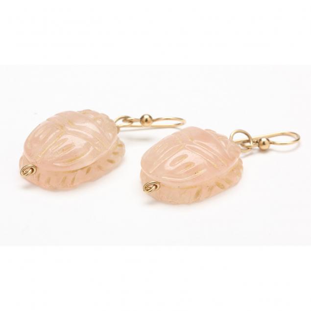 pair-of-rose-quartz-carved-scarab-earrings
