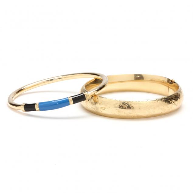 two-gold-bangle-bracelets