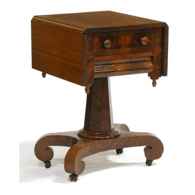late-american-classical-two-drawer-dropleaf-work-table