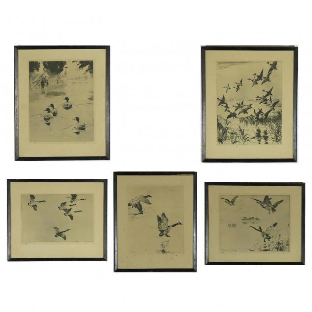 frank-benson-ma-1862-1951-five-water-fowl-prints