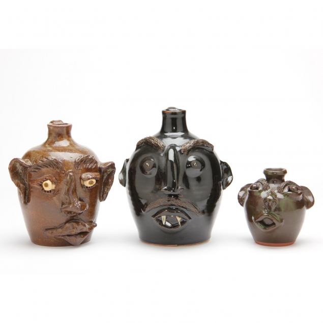 three-southern-folk-art-pottery-face-jugs
