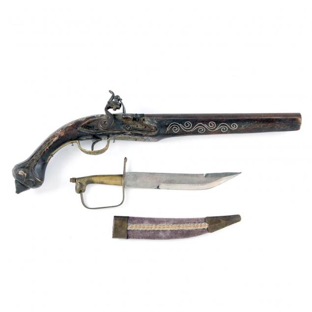 near-eastern-flintlock-pistol-and-indian-side-knife