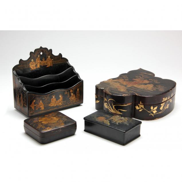 four-antique-japanese-lacquered-objects