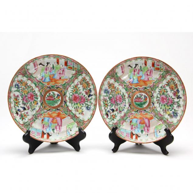 two-chinese-export-rose-medallion-plates