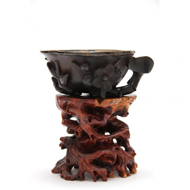 carved-wood-libation-cup-on-stand