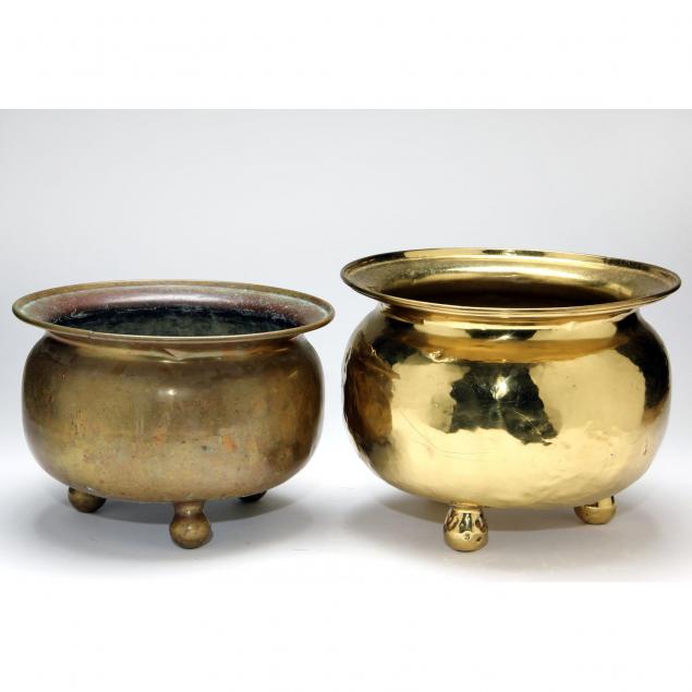 two-vintage-russian-brass-jardiniere