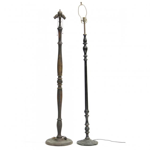 two-vintage-turned-wood-floor-lamps