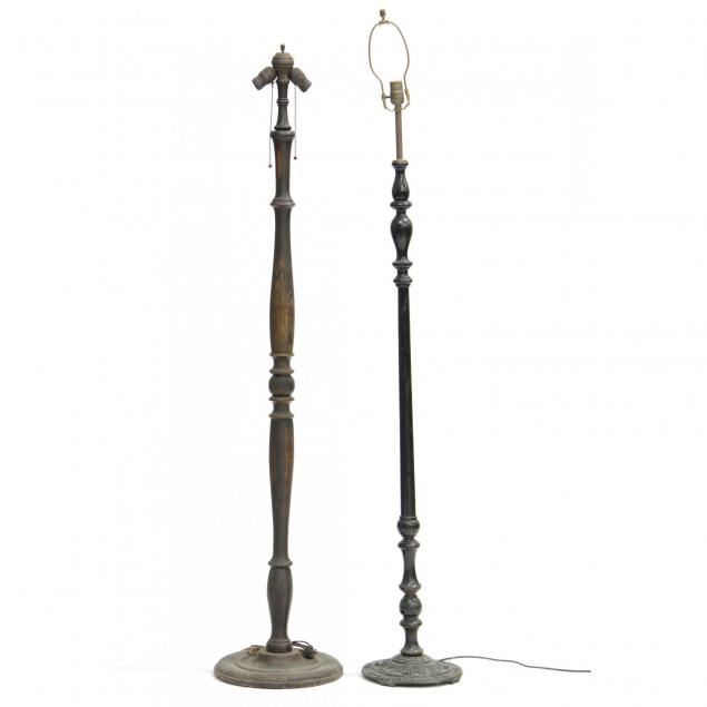 two-vintage-turned-wood-floor-lamps