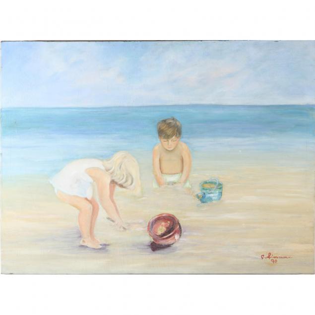 large-oil-painting-of-children-at-beach