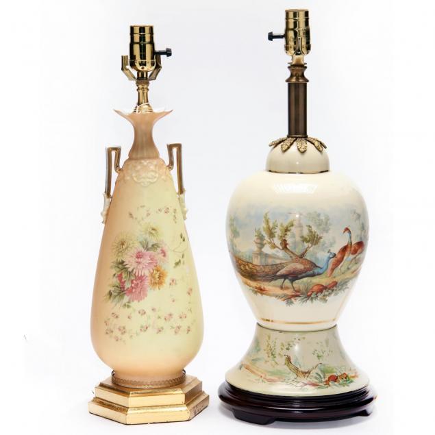 two-vintage-porcelain-table-lamps