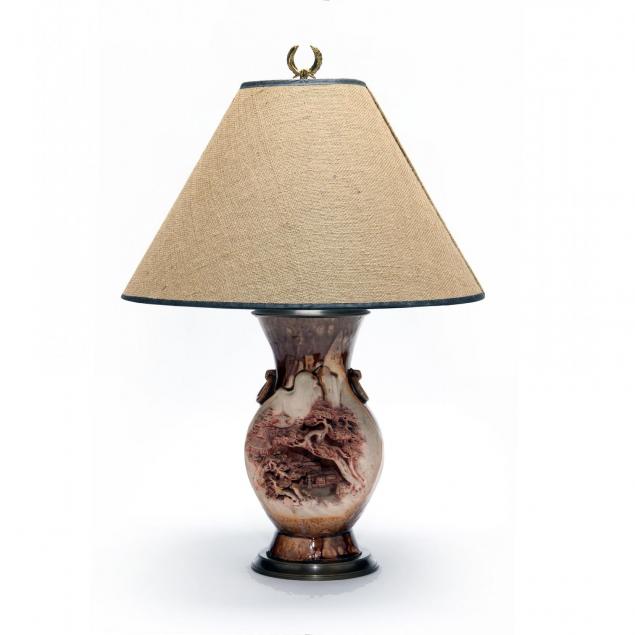 asian-carved-pottery-lamp
