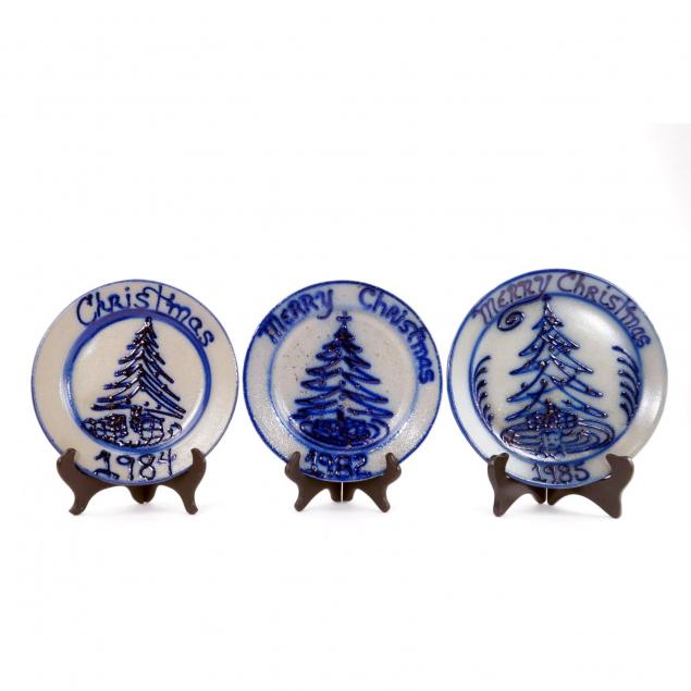 five-christmas-plates-beaumont-pottery