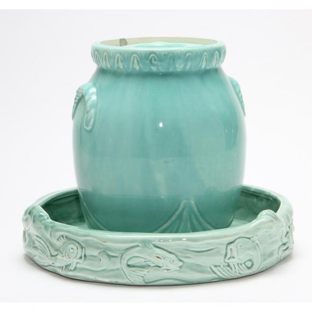 two-mid-century-turquoise-glazed-items