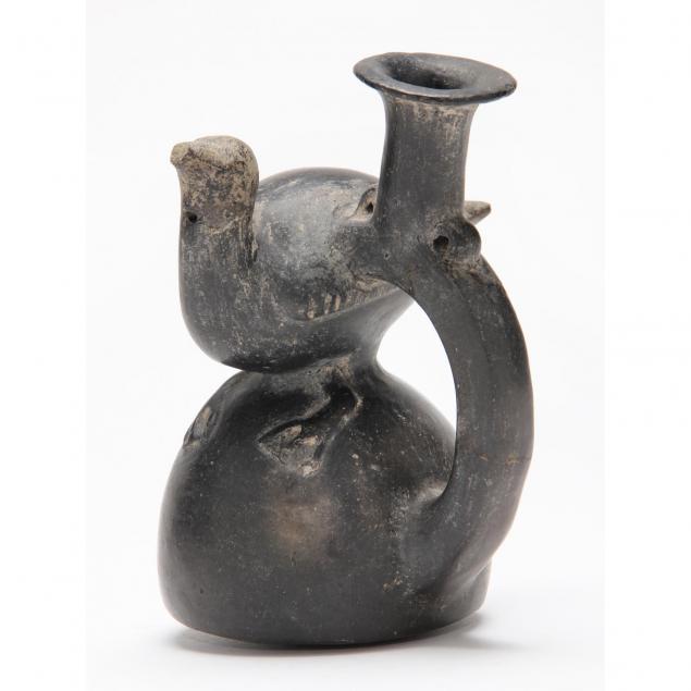 pre-columbian-chimu-blackware-stirrup-vase