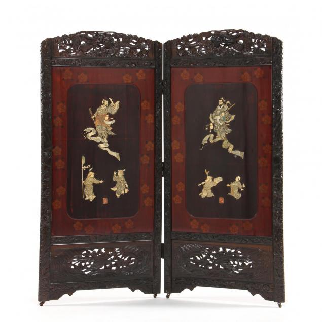 japanese-carved-double-panel-floor-screen