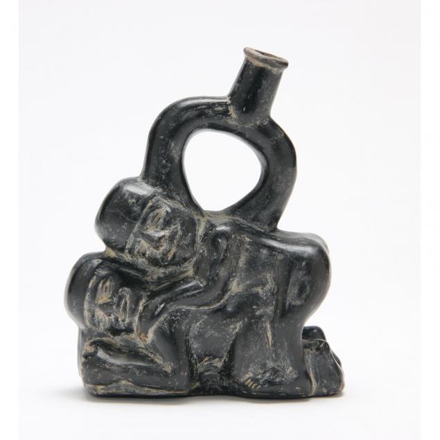 pre-columbian-chimu-erotic-blackware-stirrup-vessel