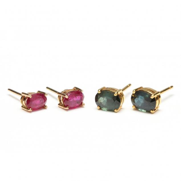 two-pairs-18kt-gemset-earrings