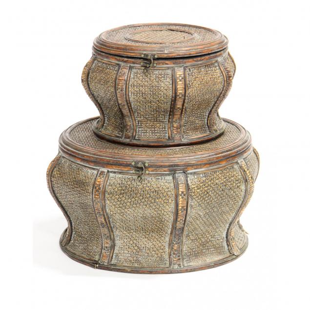two-chinese-rattan-lidded-storage-vessels