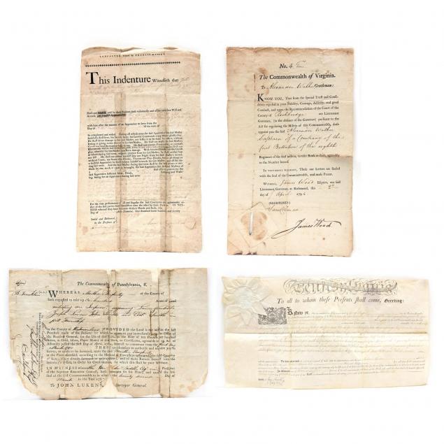 four-partially-printed-18th-century-documents