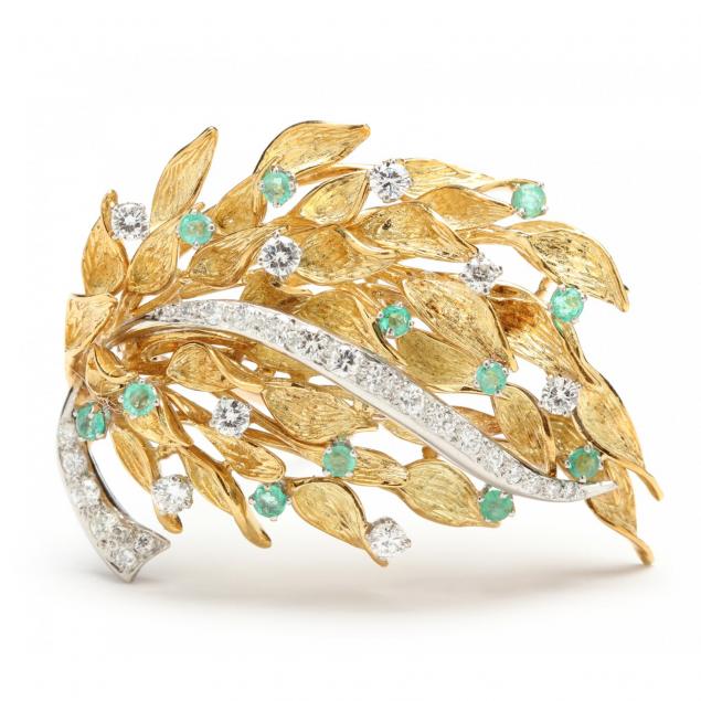 18kt-emerald-and-diamond-brooch