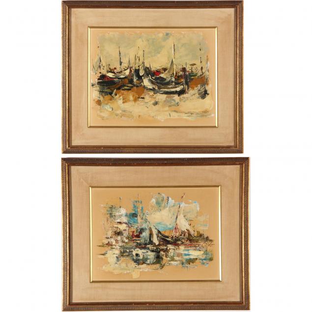 two-20th-century-abstract-paintings-of-moored-sailboats