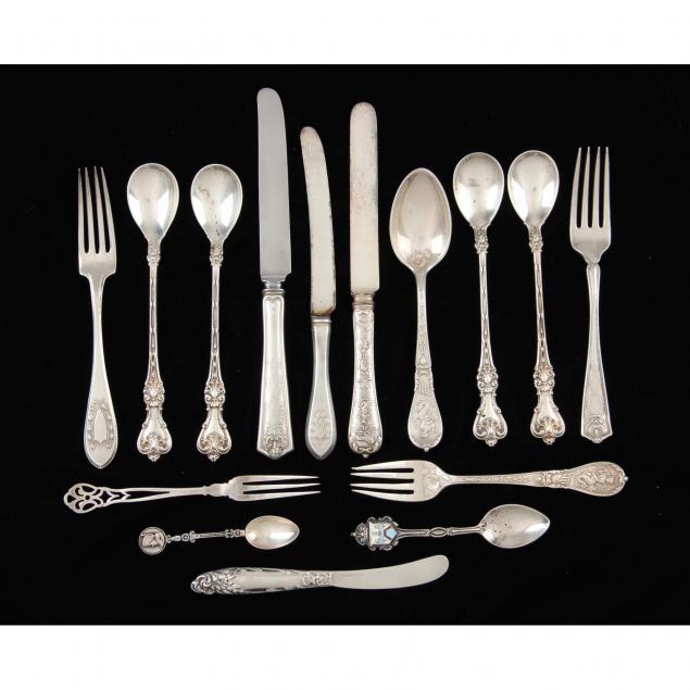 group-of-antique-sterling-silver-flatware