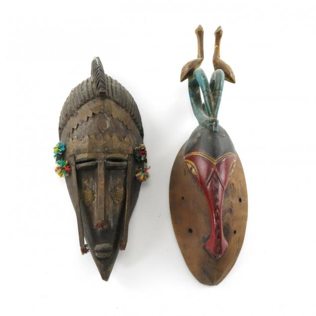 two-carved-wood-african-masks