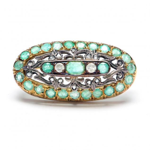 antique-emerald-and-diamond-brooch
