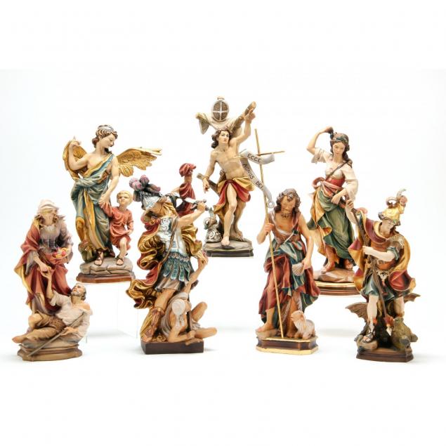 seven-italian-carved-wood-religious-figurines
