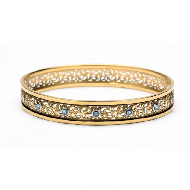 victorian-14kt-gold-and-sapphire-bangle-bracelet
