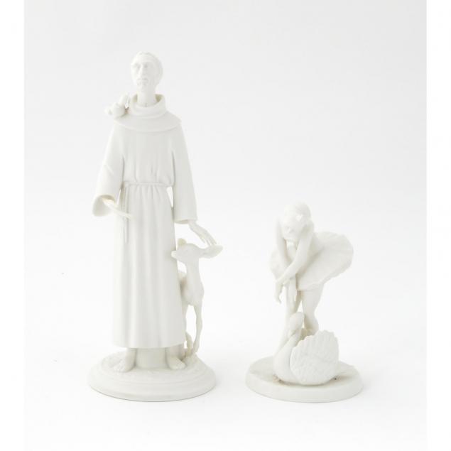 two-boehm-white-bisque-figurines