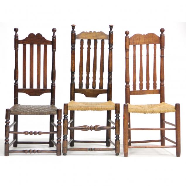 three-antique-banister-back-side-chairs