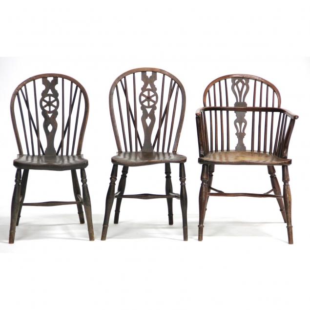 three-english-windsor-chairs