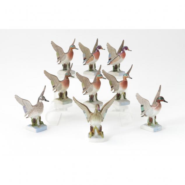 boehm-porcelain-group-of-nine-ducks