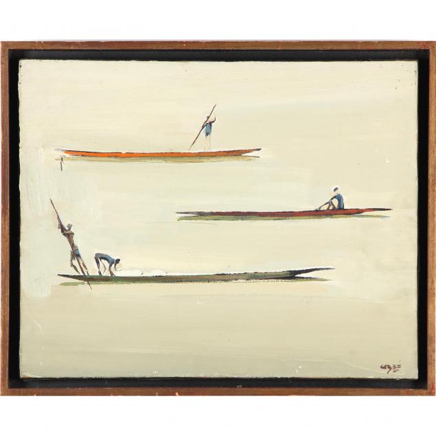 contemporary-oil-painting-of-long-boats