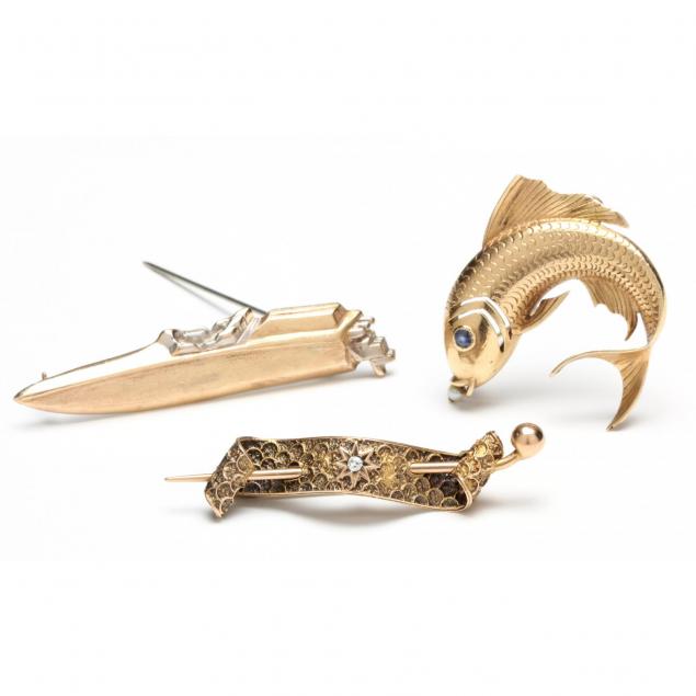 three-14kt-vintage-brooches
