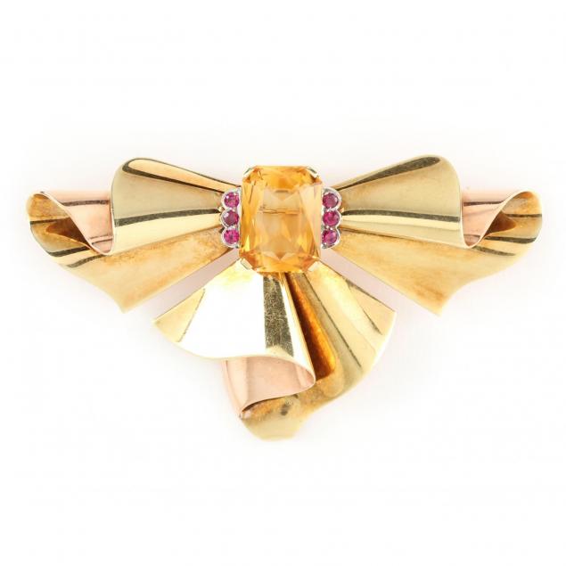 two-tone-gold-citrine-and-ruby-cocktail-brooch-tiffany-co