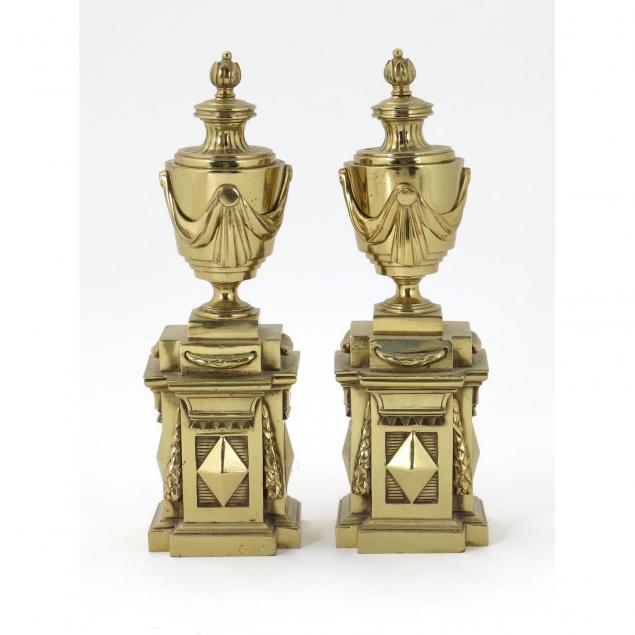 pair-of-classical-style-gilt-brass-mantle-urns